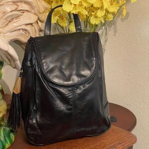 Vittoria Napoli Leather Mini Backpack Black Fringe Tassel Adjustable Bag Vintage